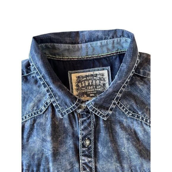 BKE Vintage Men’s Standard Fit Western Button‎ Down Shirt - Acid Wash Ombre - XL - Picture 4 of 7